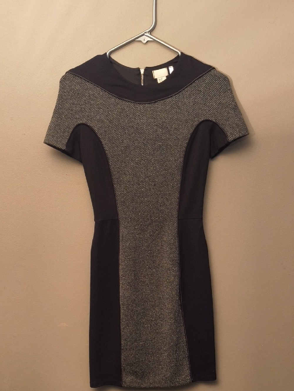 H&M Textured Tweed Panel Bodycon Sheath Dress - Size 6
